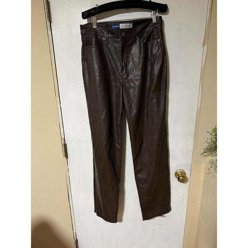 Old Navy High-Waisted OG Straight Faux-Leather Ankle Pants 8 Tall